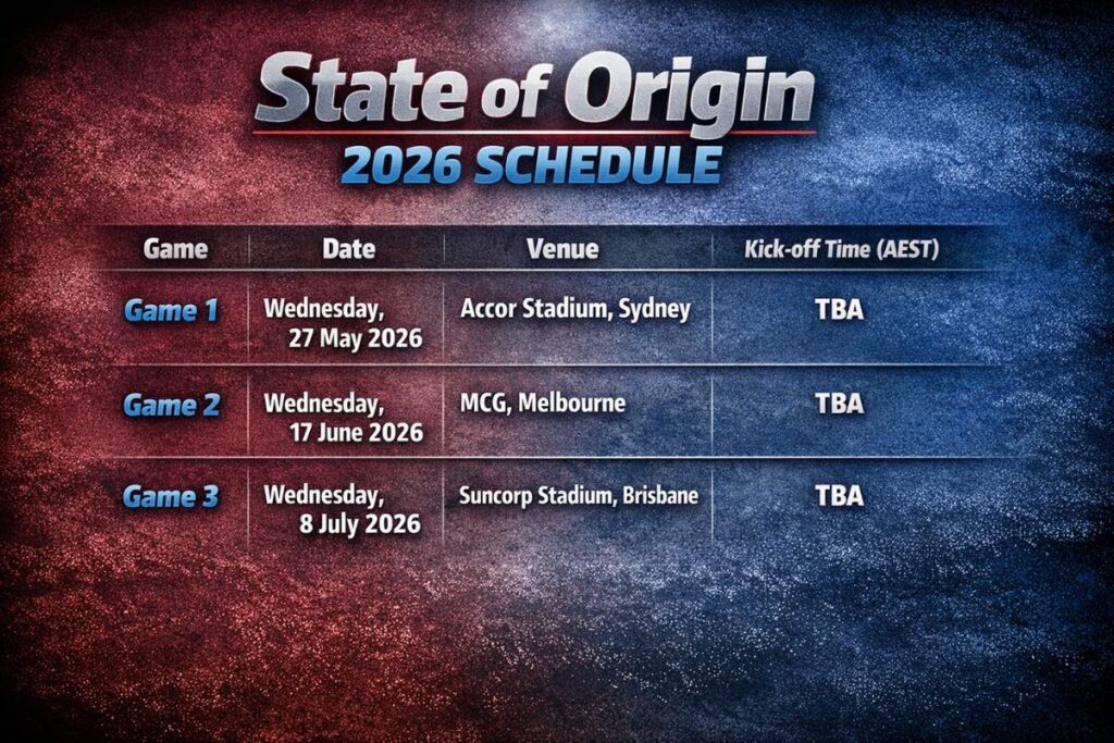 State of Origin 2026 Schedule